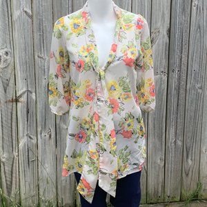 Everly sheer top,necktie,Spring&Summer flowers
